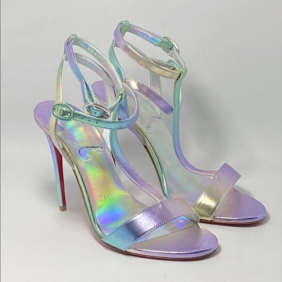 Christian Louboutin 100mm Mara Meatllic Leather Sandals size 37 - Picture 7 of 14